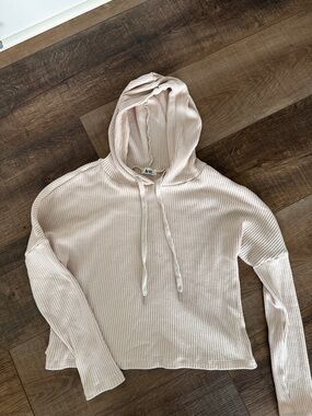 Lett Ribbed Hoodie in Cream